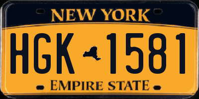 NY license plate HGK1581