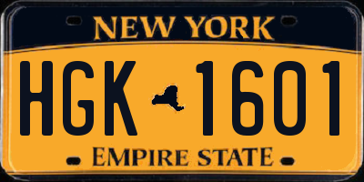 NY license plate HGK1601