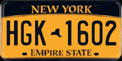 NY license plate HGK1602