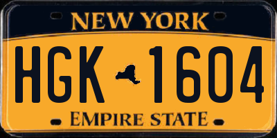 NY license plate HGK1604