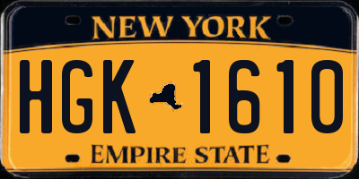 NY license plate HGK1610