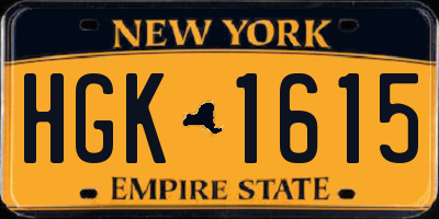 NY license plate HGK1615