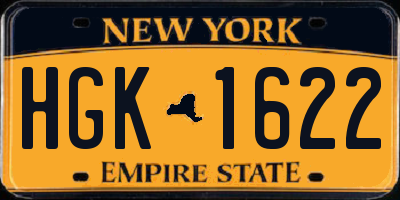 NY license plate HGK1622