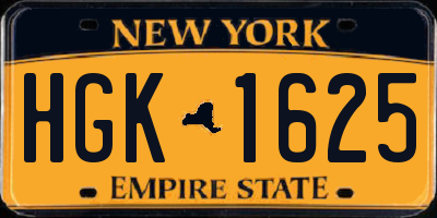 NY license plate HGK1625