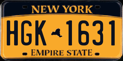 NY license plate HGK1631