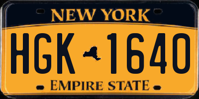 NY license plate HGK1640