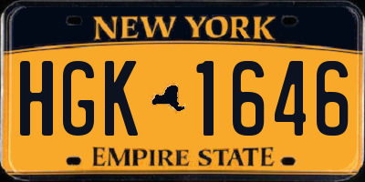 NY license plate HGK1646