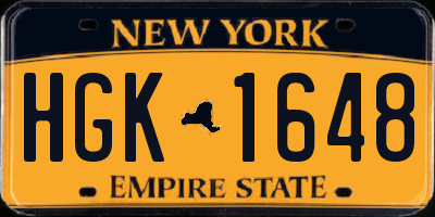 NY license plate HGK1648