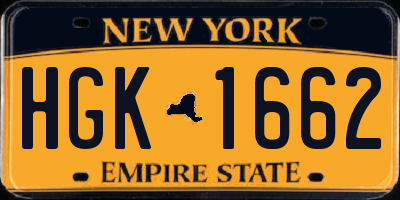 NY license plate HGK1662