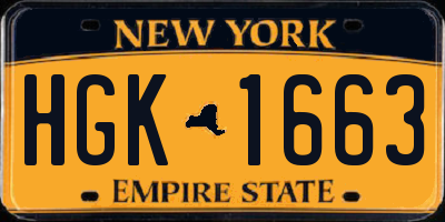 NY license plate HGK1663