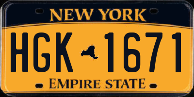 NY license plate HGK1671