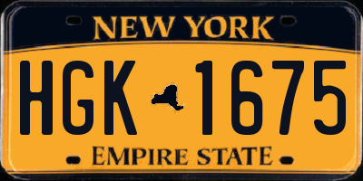 NY license plate HGK1675