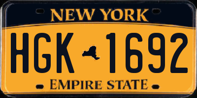 NY license plate HGK1692