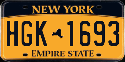 NY license plate HGK1693