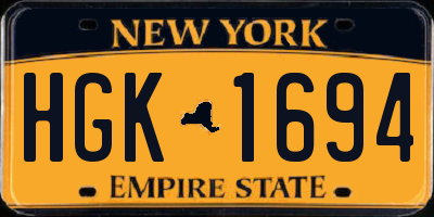 NY license plate HGK1694