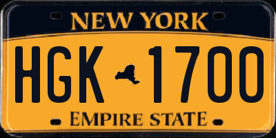 NY license plate HGK1700