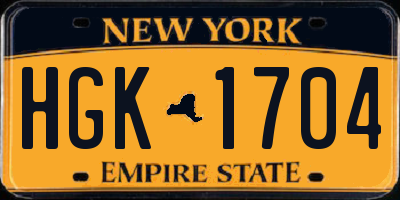 NY license plate HGK1704