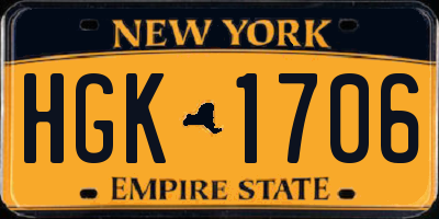 NY license plate HGK1706