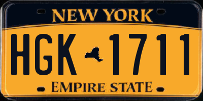 NY license plate HGK1711