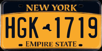 NY license plate HGK1719