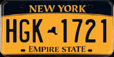 NY license plate HGK1721