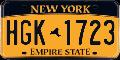 NY license plate HGK1723