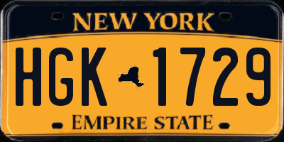 NY license plate HGK1729