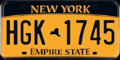 NY license plate HGK1745