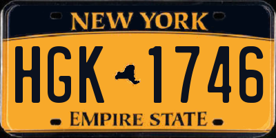 NY license plate HGK1746