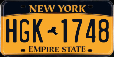 NY license plate HGK1748