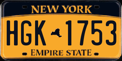 NY license plate HGK1753