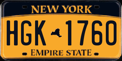 NY license plate HGK1760