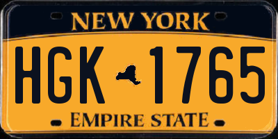 NY license plate HGK1765