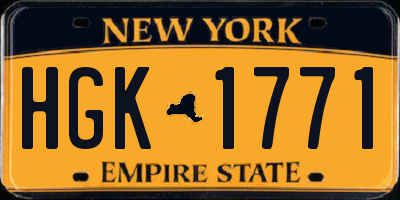 NY license plate HGK1771