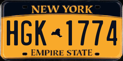 NY license plate HGK1774