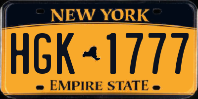 NY license plate HGK1777