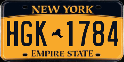 NY license plate HGK1784