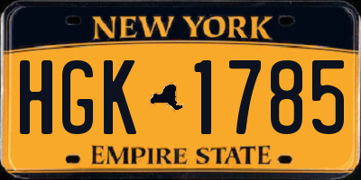 NY license plate HGK1785