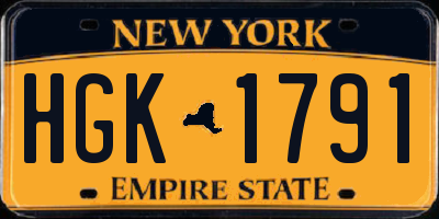 NY license plate HGK1791