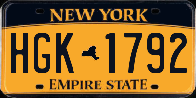 NY license plate HGK1792