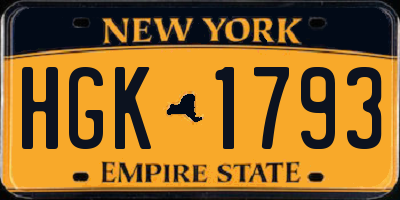 NY license plate HGK1793