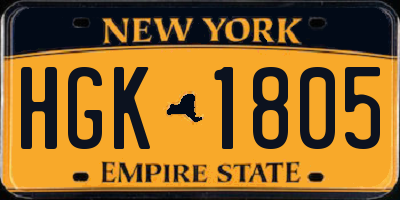 NY license plate HGK1805