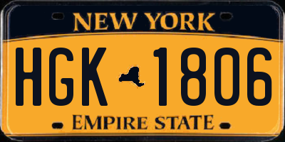 NY license plate HGK1806