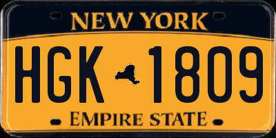 NY license plate HGK1809