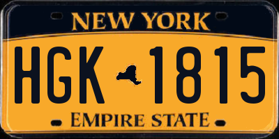 NY license plate HGK1815