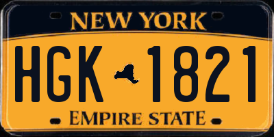 NY license plate HGK1821