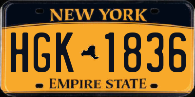 NY license plate HGK1836
