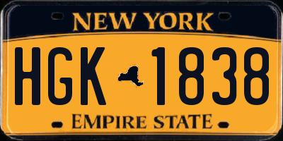 NY license plate HGK1838