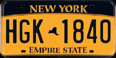 NY license plate HGK1840