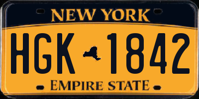 NY license plate HGK1842